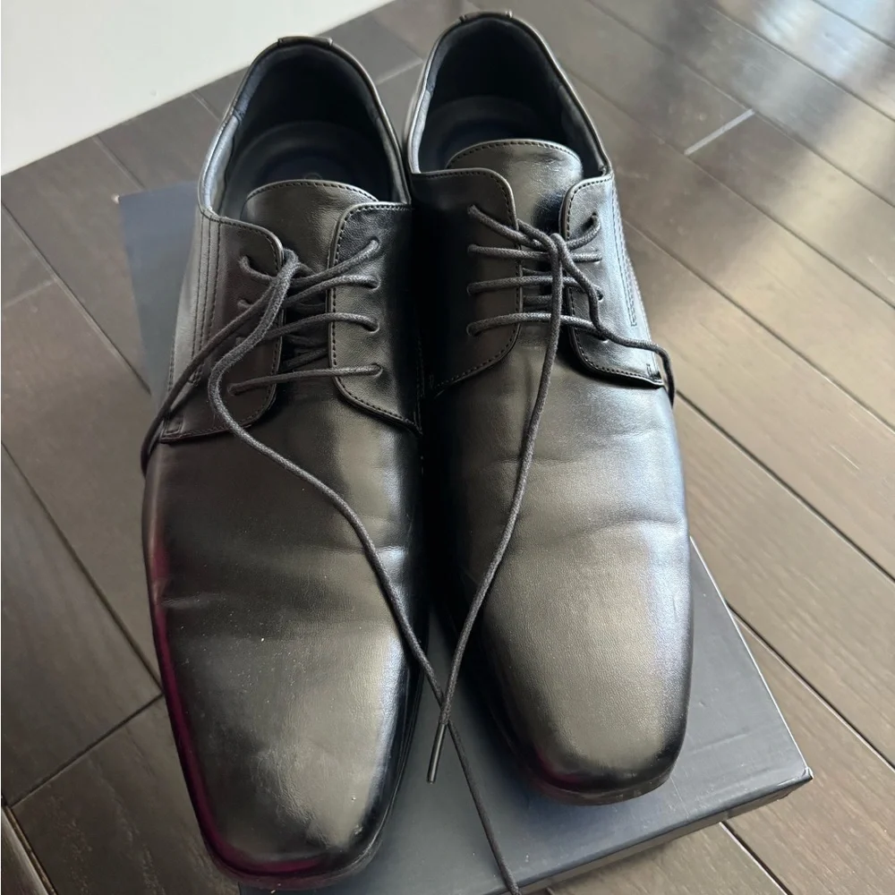 Men's Formal Black Oxford Lace Up Leather Lined Dress Shoes Size 11
